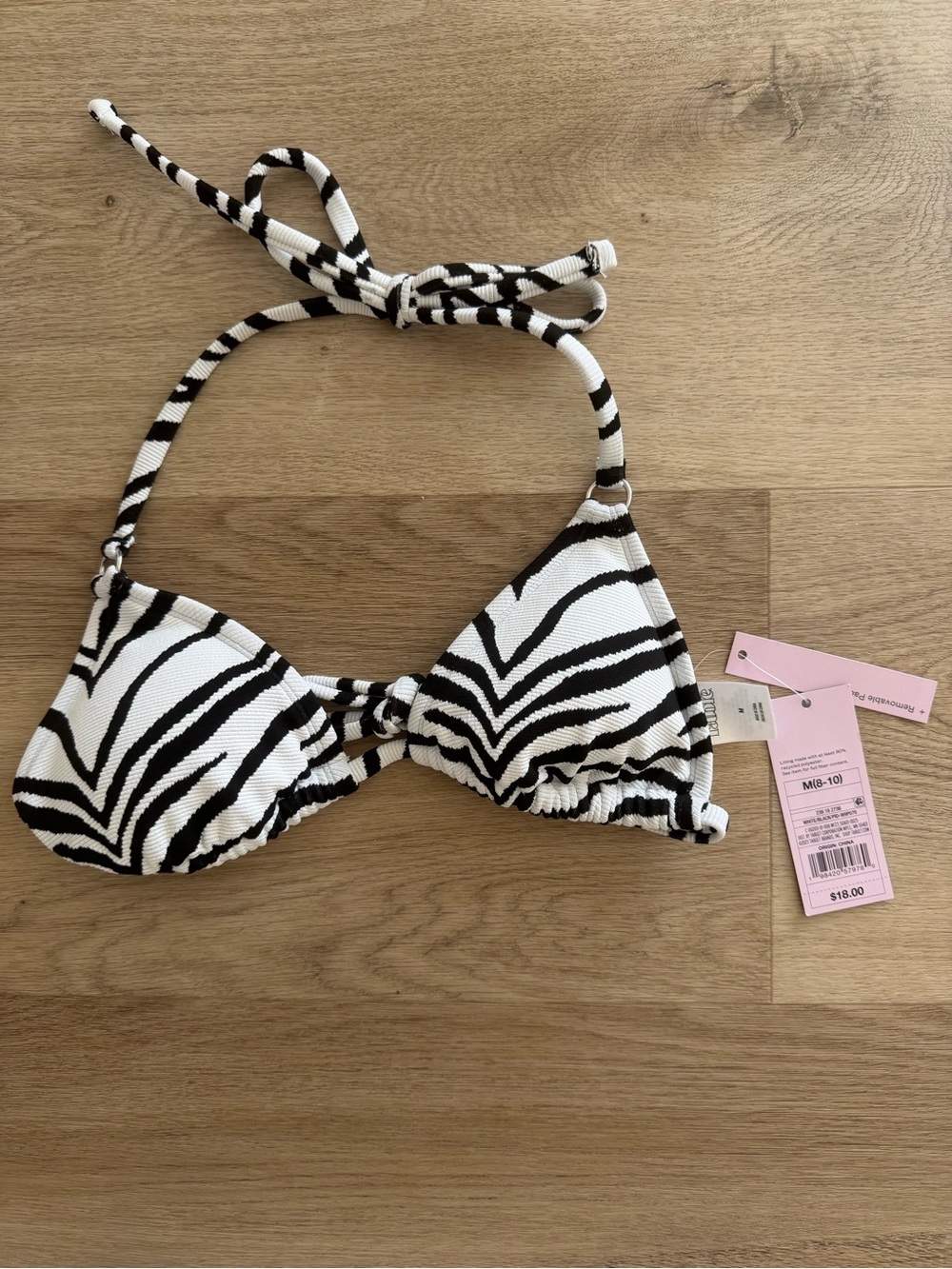 wild fable Black & White Zebra Triangle Bikini Top
